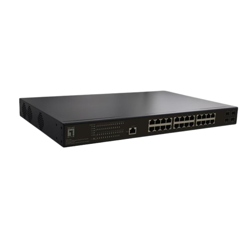 28-Port L2 Managed Gigabit PoE Switch, 4 x Gigabit SFP, 24 PoE Outputs, 390W PoE Power Budget