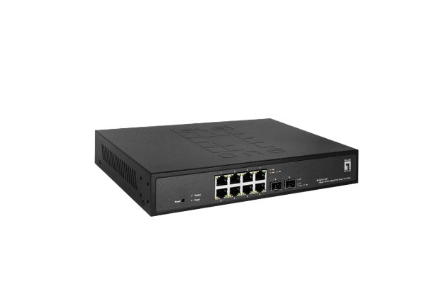 Hilbert 10-Port Gigabit PoE Smart Lite Switch, 8 PoE Outputs, 2 x Gigabit SFP, 802.3at/af PoE, 130W PoE Power Budget