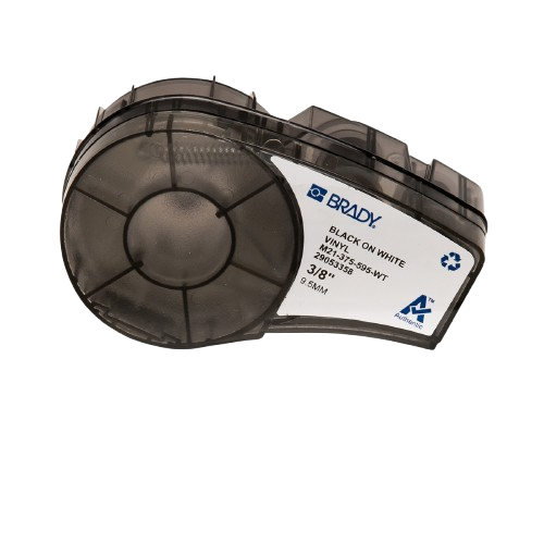 Label - Vinyl B-595 / Black on White - 9.53mm x 6.4m
